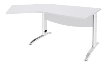 Bureau 135° IDRA - retour d'angle à gauche - L180 cm - Pieds blanc - plateau Blanc perle