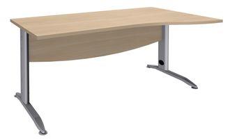 Bureau droit IDRA - Vague à droite - L160 cm - Pieds alu - plateau imitation Chêne