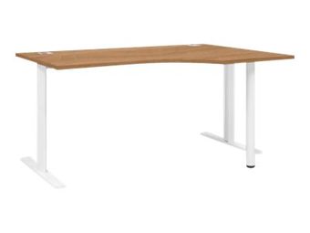 Bureau compact 90° à droite YES ! - 160 cm - Pieds métal fixes - Merisier