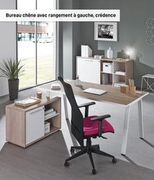 Bureau manager ARPE avec bloc de rangement gauche - 160 cm - Blanc