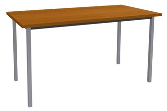Table de réunion Rectangulaire - 160 x 80 cm - Pieds aluminium - imitation merisier
