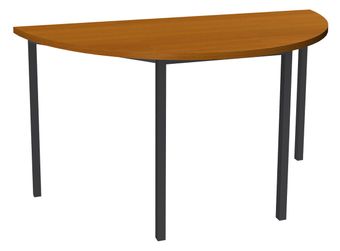Table de réunion Demi-lune - 140 x 70 cm - Pieds anthracite - imitation merisier