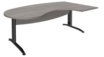 Bureau compact manager retour à droite IDRA - 200 cm - pieds anthracite - Chêne gris (pied de renfort obligatoire à rajouter - non inclus)