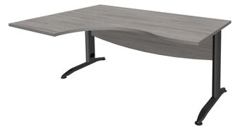 Bureau compact à gauche IDRA - L160 cm - Pieds anthracite - plateau imitation Chêne gris (Pieds de renfort obligatoire à rajouter - non inclus)