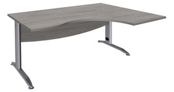 Bureau compact à droite IDRA - L160 cm - Pieds alu - plateau imitation Chêne gris (Pieds de renfort obligatoire à rajouter - non inclus)