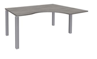 Bureau compact EXPRIM - L180 cm - Retour droite - Plateau imitation Chêne gris - Pieds alu (Pieds de renfort obligatoire à rajouter - non inclus)