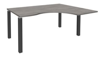 Bureau compact EXPRIM - L180 cm - Retour droite - Plateau imitation Chêne gris - Pieds carbone (Pieds de renfort obligatoire à rajouter - non inclus)