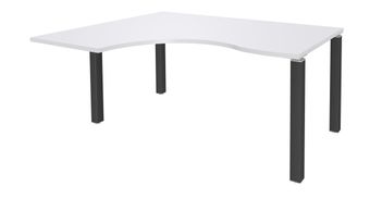 Bureau compact EXPRIM - L180 cm - Retour gauche - Plateau Blanc perle - Pieds carbone (Pieds de renfort obligatoire à rajouter - non inclus)