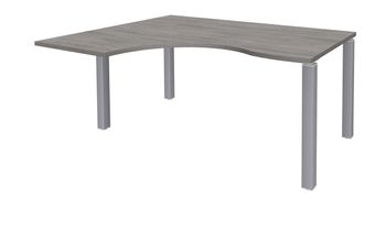 Bureau compact EXPRIM - L180 cm - Retour gauche - Plateau imitation Chêne gris - Pieds alu (Pieds de renfort obligatoire à rajouter - non inclus)