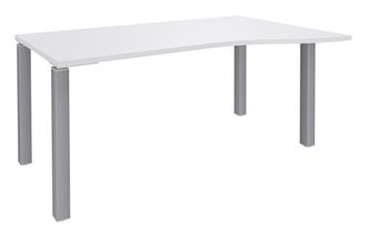 Bureau Vague EXPRIM - L140 cm - Retour droite - Plateau Blanc perle - Pieds alu