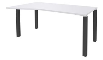 Bureau Vague EXPRIM - L140 cm - Retour gauche - Plateau Blanc perle - Pieds carbone