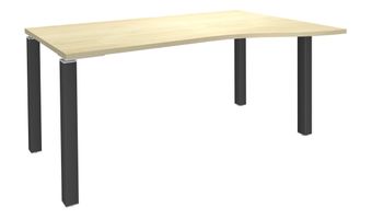 Bureau Vague EXPRIM - L160 cm - Retour droite - Plateau imitation Erable - Pieds carbone