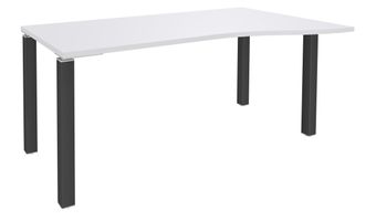 Bureau Vague EXPRIM - L160 cm - Retour droite - Plateau Blanc perle - Pieds carbone