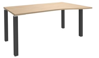 Bureau Vague EXPRIM - L160 cm - Retour droite - Plateau imitation Chêne clair - Pieds carbone