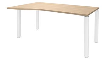 Bureau Vague EXPRIM - L160 cm - Retour gauche - Plateau imitation Chêne clair - Pieds blanc