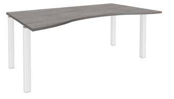 Bureau vague symétrique EXPRIM - L180 cm - Plateau imitation Chêne gris - Pieds blanc
