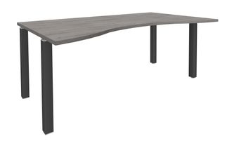 Bureau vague symétrique EXPRIM - L180 cm - Plateau imitation Chêne gris - Pieds carbone