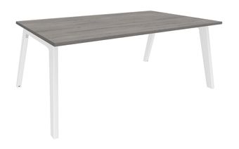 Bureau STEELY Manager - L180 cm - pied blanc - plateau imitation Chêne gris