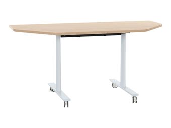 Extension demi-lune mobile pour bureau YES ! - Pieds blancs - Chêne