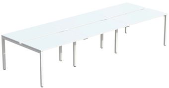 Bureau Bench 6 personnes EASYDESK - soit 6 plateaux L160xP80xH75 cm (L480 x P166) - Blanc