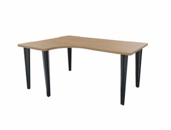 Bureau compact 90° à gauche EVIDENCE - Pieds anthracites - Plateau imitation chêne clair