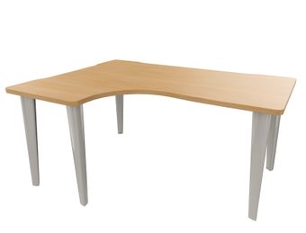 Bureau compact 90° à gauche EVIDENCE - Pieds aluminium - Plateau imitation chêne clair