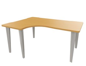 Bureau compact 90° à gauche EVIDENCE - Pieds aluminium - Plateau imitation hêtre