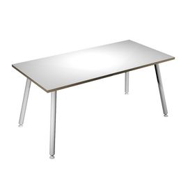 Bureau LEONARDO - 180 cm - Pieds métal blancs - Blanc chants chêne