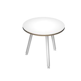 Table ronde - H74,4 cm - 80 cm - 3 pieds blanc - plateau blanc