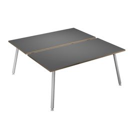 Bureau Bench LEONARDO - L160 x H74 x P168 - Pieds métal blancs - Anthracite chants chêne