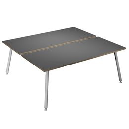 Bureau Bench LEONARDO - L180 x H74 x P168 - Pieds métal blancs - Anthracite chants chêne
