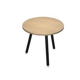 Table ronde - H74,4 cm - 80 cm - 3 pieds noir - plateau imitation chêne