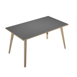 Bureau LEONARDO - 140 cm - Pieds bois - Anthracite chants chêne