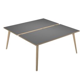 Bureau Bench LEONARDO - L160 x H74 x P168 - Pieds bois - Anthracite chants chêne