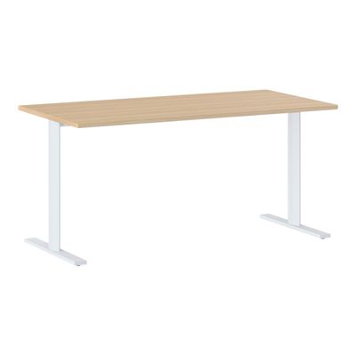 3483600857897-Bureau YES ! - 160 cm - Pieds ajustables blancs - Chêne-Angle gauche-0