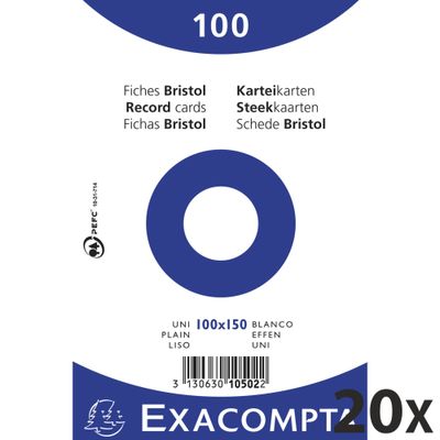 3130631105021-Exacompta - 20 Packs de 100 Fiches Bristol - 10 x 15 cm - unies - non perforées - blanc--0
