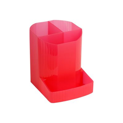 9002493098626-Exacompta Mini-Octo - Pot à crayons framboise translucide-Angle gauche-1