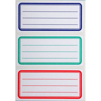 3270241119817-Apli Agipa - 9 Étiquettes scolaires cadre et lignes bleus, rouges, verts - 81 x 36 mm - réf 111981--1