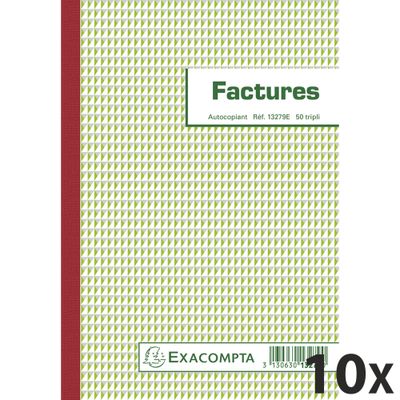 3130632132798-Exacompta - 10 Manifolds Carnets de factures - 50 tripli - 21 x 15 cm--0