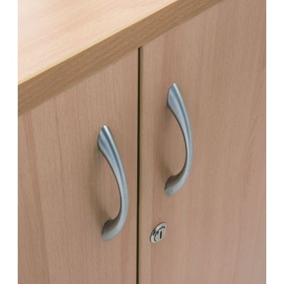 3253310129917-Armoire basse IDRA/DUAL - H72 x L80 x P47 - 2 portes - Corps alu - Dessus et portes imitation Hêtre--1