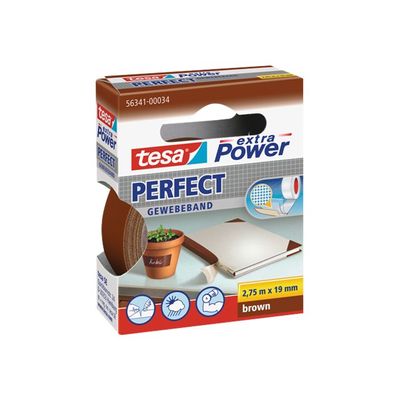 4042448044136-Tesa extra Power Perfect - Ruban adhésif en toile - 19 mm x 2.75 m - havane-Angle gauche-0
