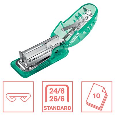 4051661030796-Rapid - Mini Agrafeuse Colour'Breeze - capacité 10 feuilles - agrafes 24/6 ou 26/6 - Vert--1