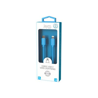 3701263514781-JAYM POP Collection - Câcle USB-C vers Lightning - 1.5 m - bleu-Angle droit-4