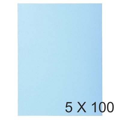 3288583401064-Exacompta Super 160 - 5 Paquets de 100 Chemises - 160 gr - bleu clair--0