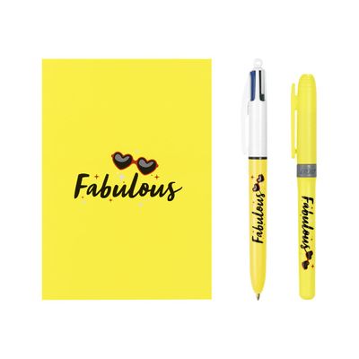 3086123558847-BIC My Message Fabulous - Kit avec 1 carnet et 1 stylo à bille 4 couleurs + 1 surligneur-P_400004986_1-0