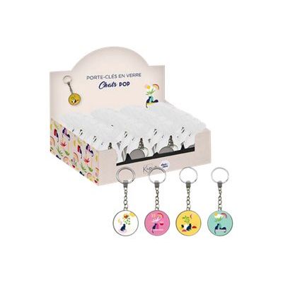 3700572751009-Kiub - Porte-clés en verre - Chats pop - différents modèles disponibles-P_400007721_1-0
