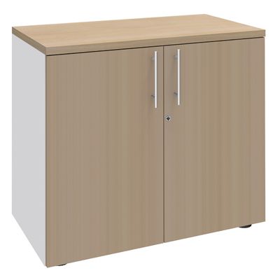 0404000124412-Armoire basse EXPRIM/LOFTER/LEVEL - H72 x L80 x P47 - 2 portes - Corps Blanc perle - Dessus et-P_400012441_1-0