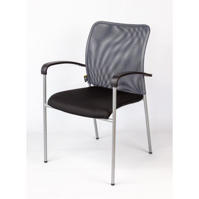 3700339883660-Chaise JULIA - avec accoudoirs - assise noire et dossier gris--2