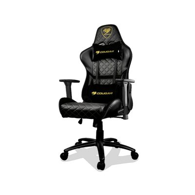 4710483770845-Fauteuil gamer Armor One Royal - accoudoirs réglables - appui-tête intégré - noir et or--3