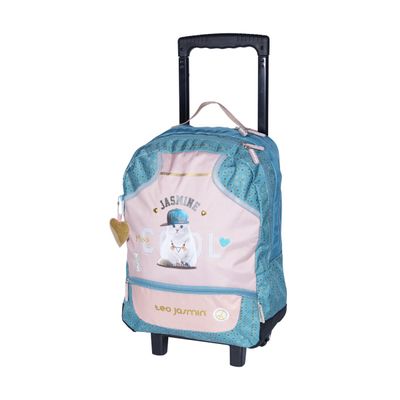 Sac a dos a roulettes TEO JASMIN Mood 2 compartiments rose bleu Kid Abord Pas Cher Bureau Vallee